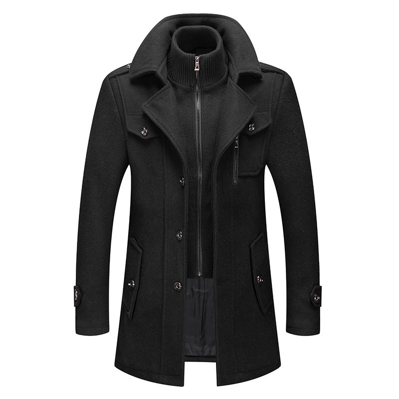 Men's Business Casual Double Breasted Mid Length Coat
