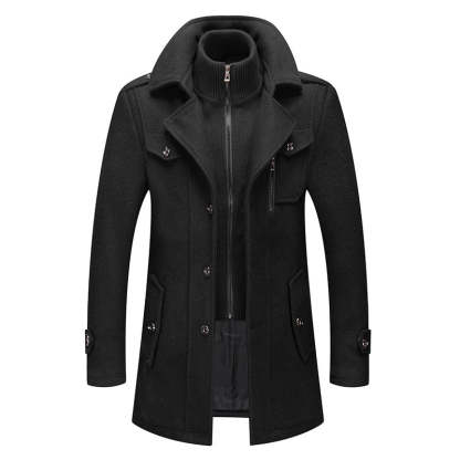 Men's Business Casual Double Breasted Mid Length Coat