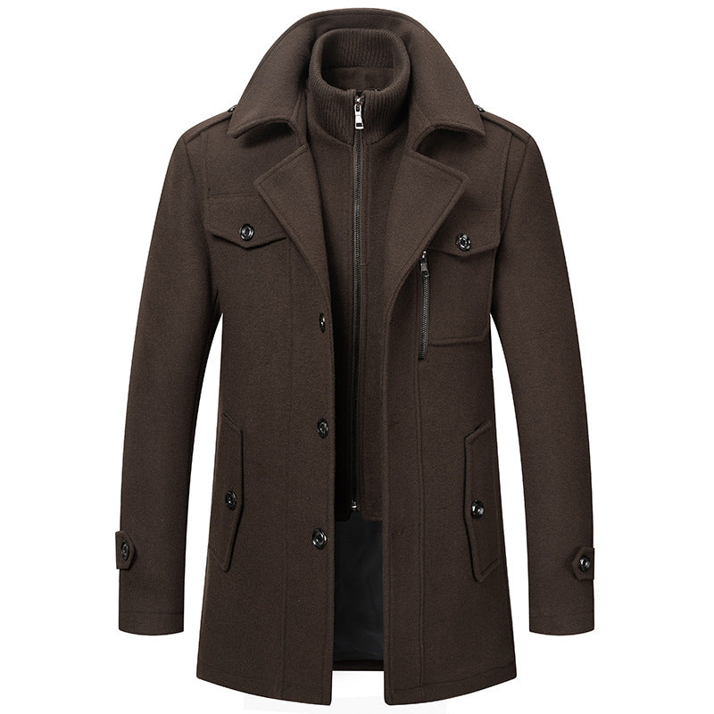 Men's Business Casual Double Breasted Mid Length Coat