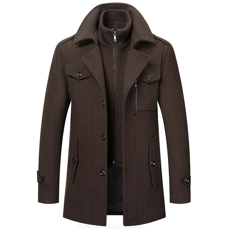 Men's Business Casual Double Breasted Mid Length Coat