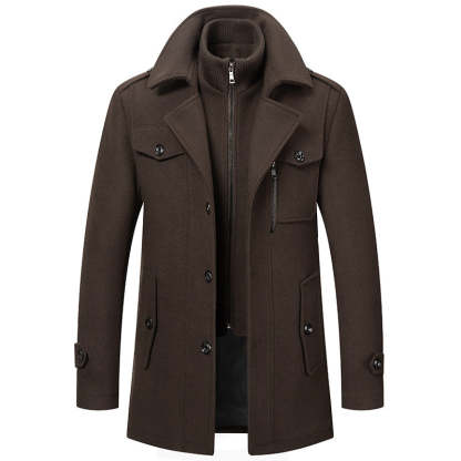 Men's Business Casual Double Breasted Mid Length Coat