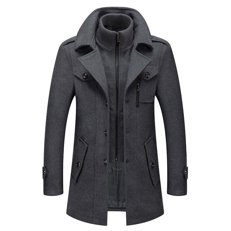 Men's Business Casual Double Breasted Mid Length Coat