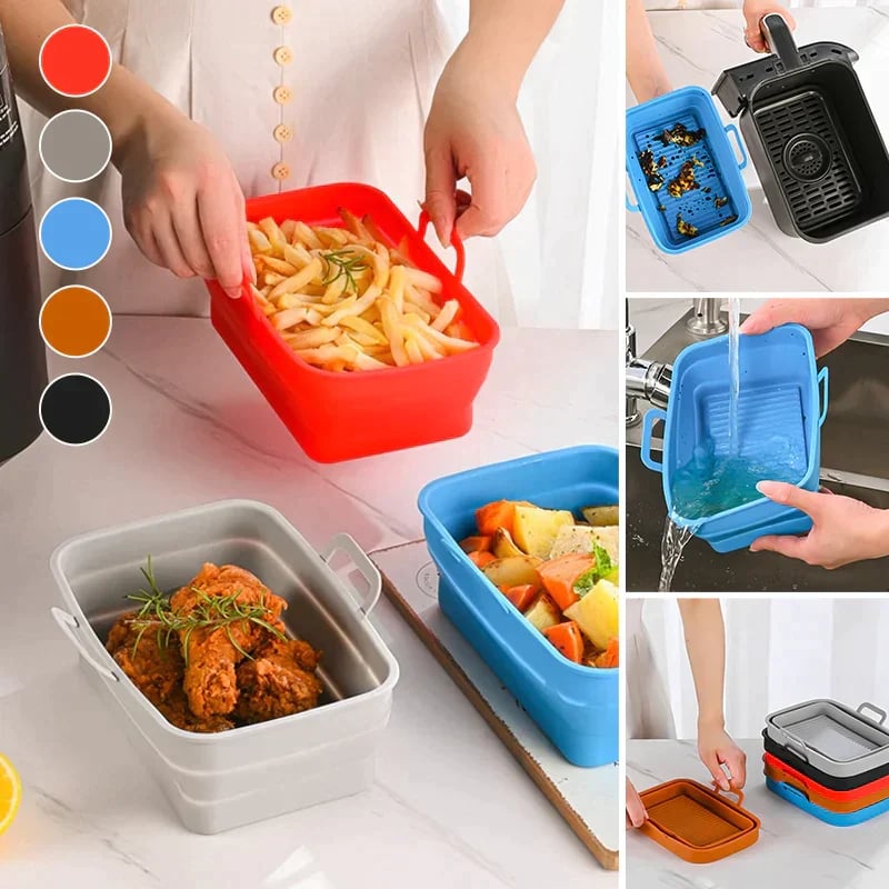 🏆 50K+ SOLD!⏰This Week Special Price.Foldable Air Fryer Silicone Baking Tray