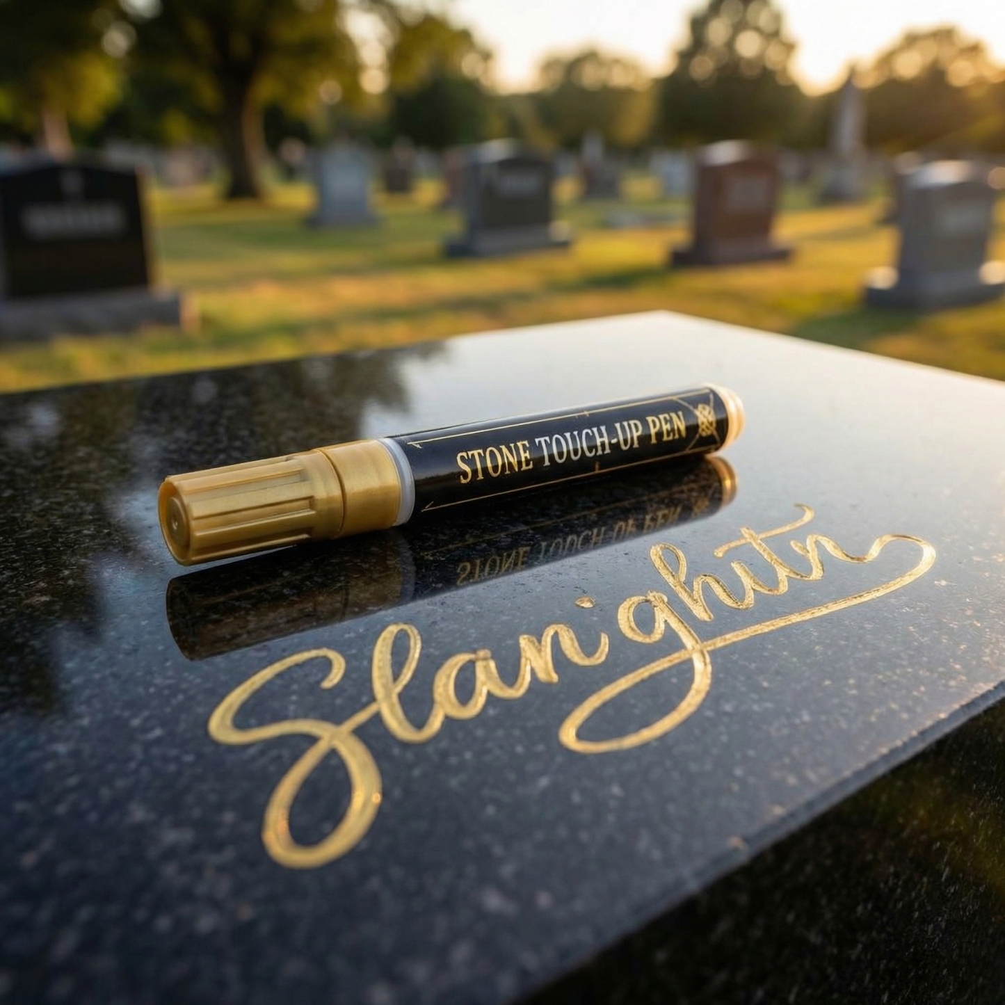 Golden Tombstone Marker Pen for Restoring Faded Grave Inscriptions
