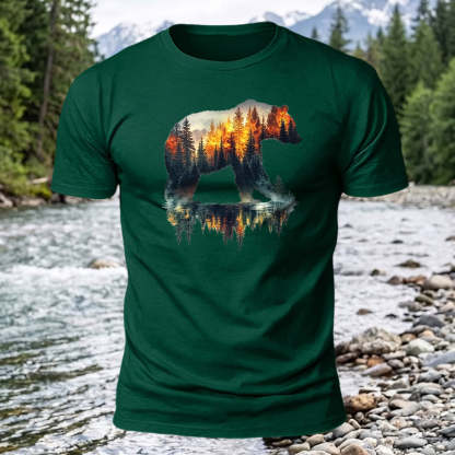 Premium Cotton Bear Forest Printed T-Shirt