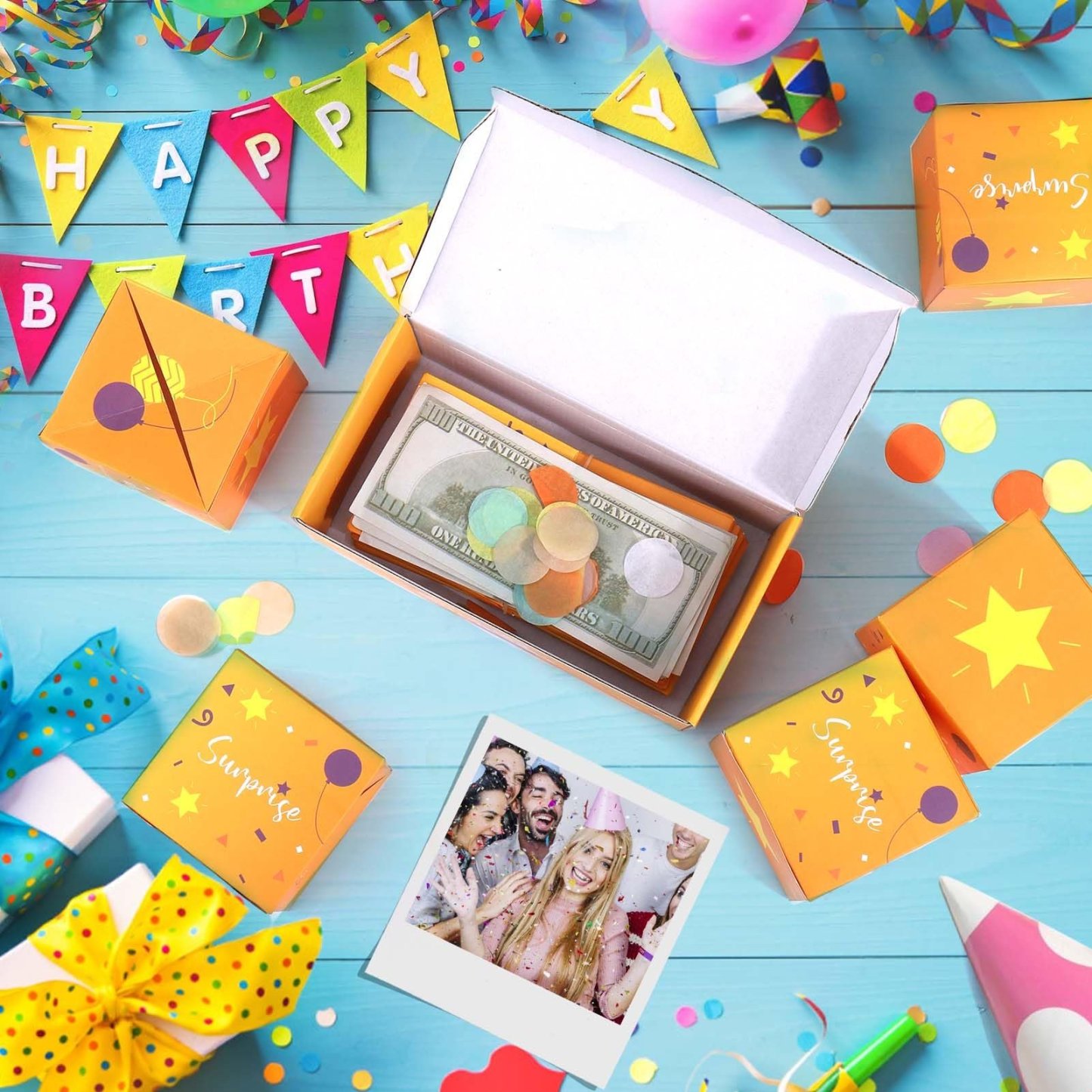 Upgraded Surprise Explosion Gift Box - Pop-Up Money & Confetti Birthday Gift(12 Bounces Surprise Gift Box)