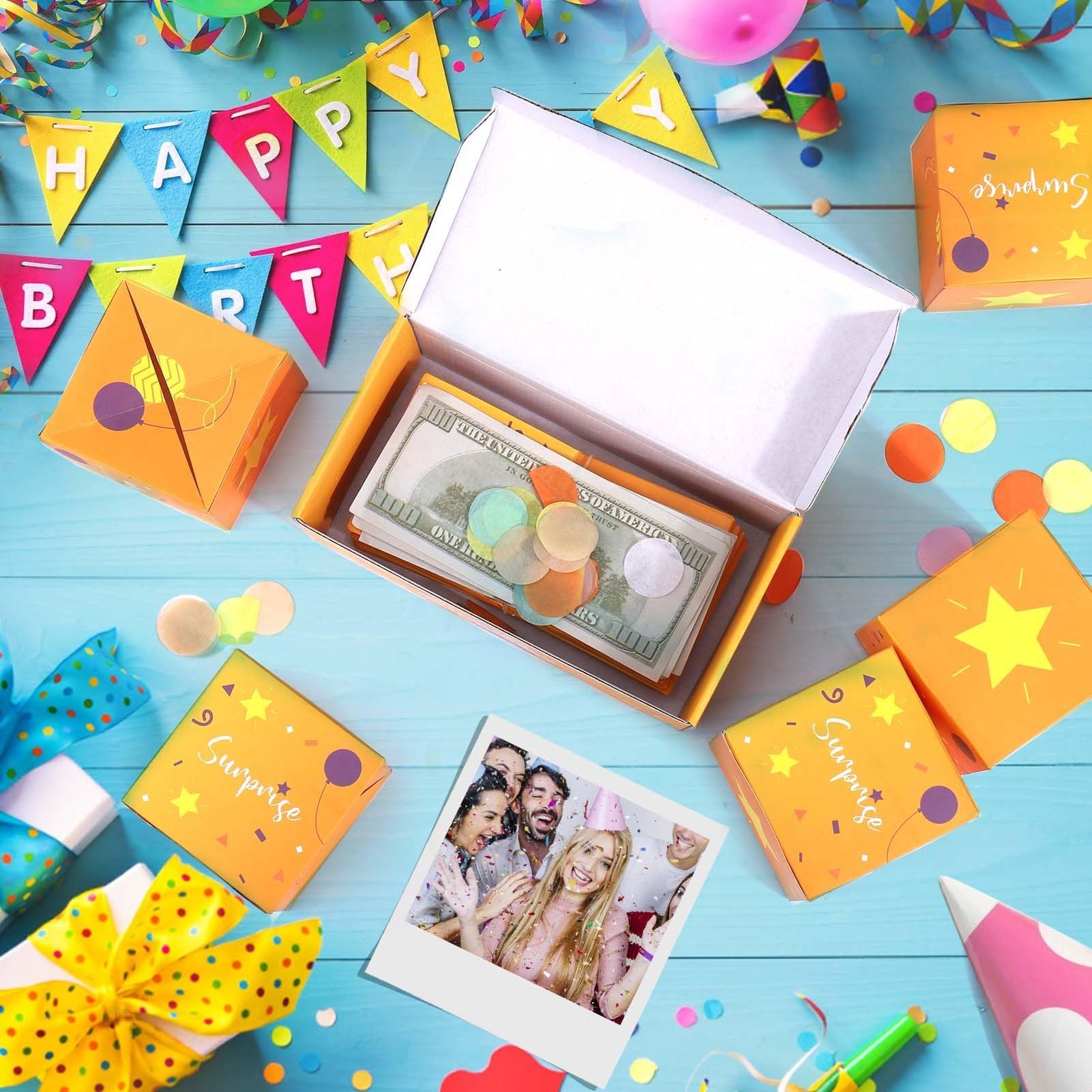 Upgraded Surprise Explosion Gift Box - Pop-Up Money & Confetti Birthday Gift(12 Bounces Surprise Gift Box)