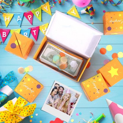 Upgraded Surprise Explosion Gift Box - Pop-Up Money & Confetti Birthday Gift(12 Bounces Surprise Gift Box)