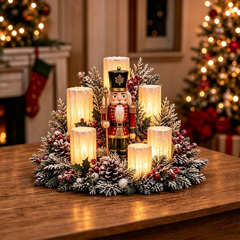 🌲Christmas Lighted Centerpiece with Flameless Candle Glow