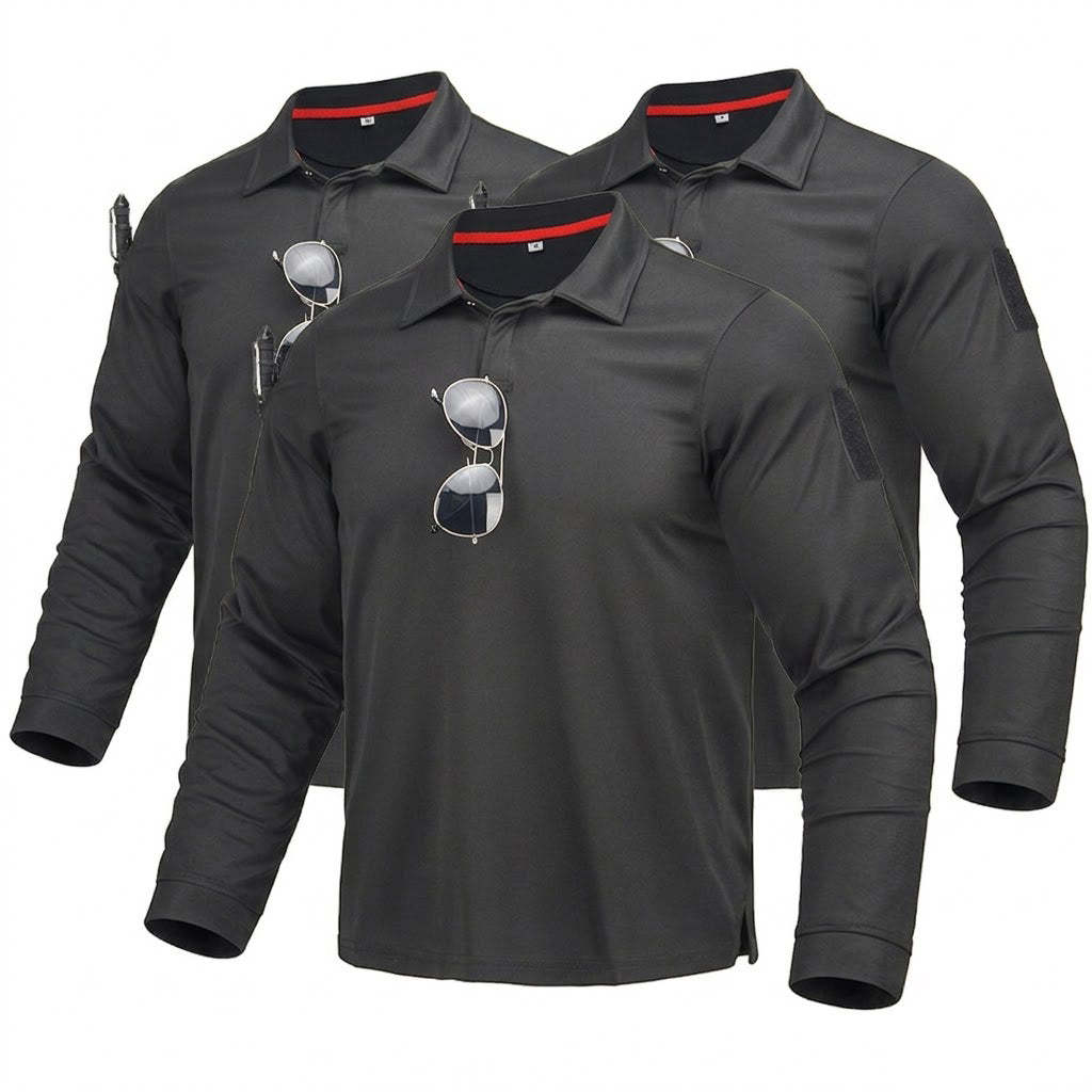 3PACK Men’s Quick-Dry Long Sleeve Polo Shirt