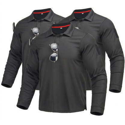 3PACK Men’s Quick-Dry Long Sleeve Polo Shirt