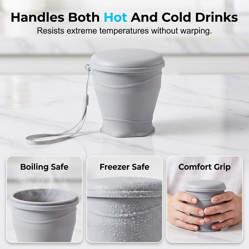 Collapsible Silicone Travel Cup with Lid