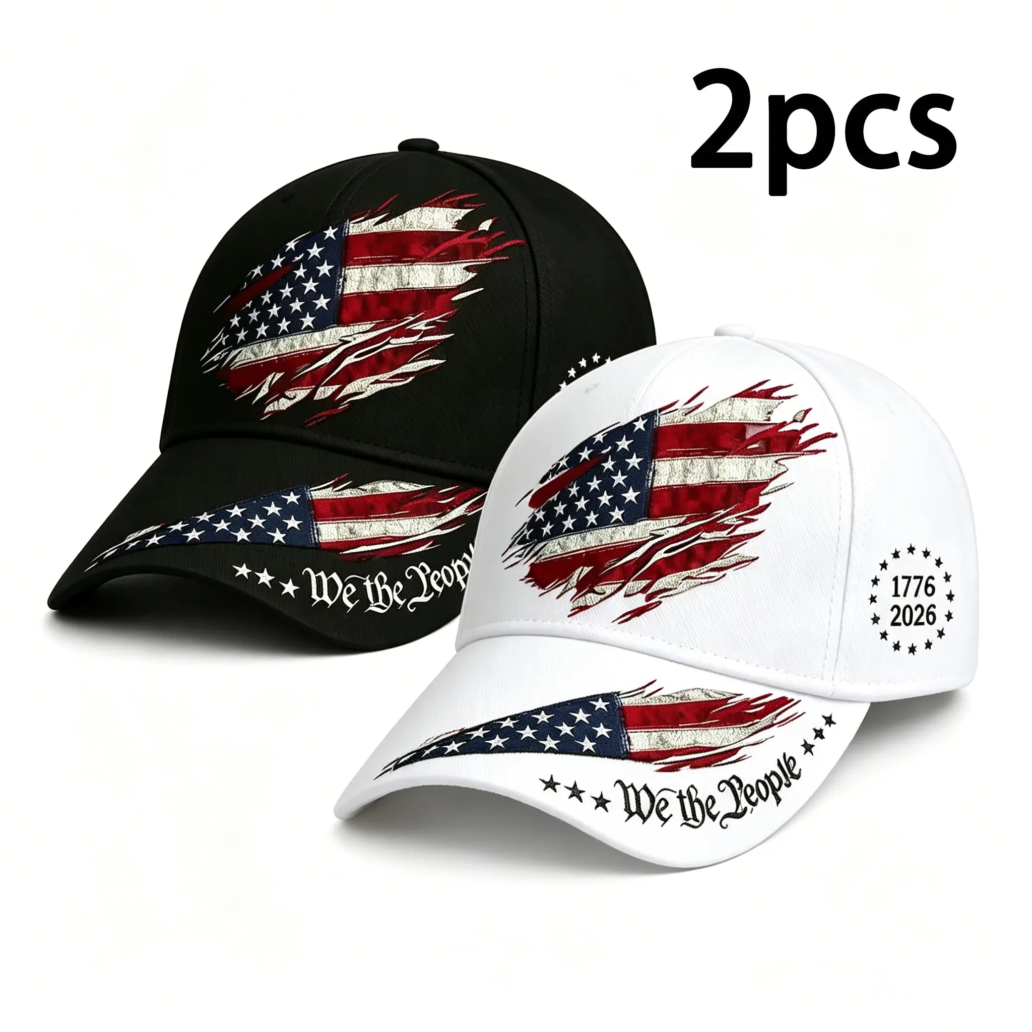 2pcs July 4th American Independence Day Print Baseball Cap, Adjustable Unisex Sun Cap