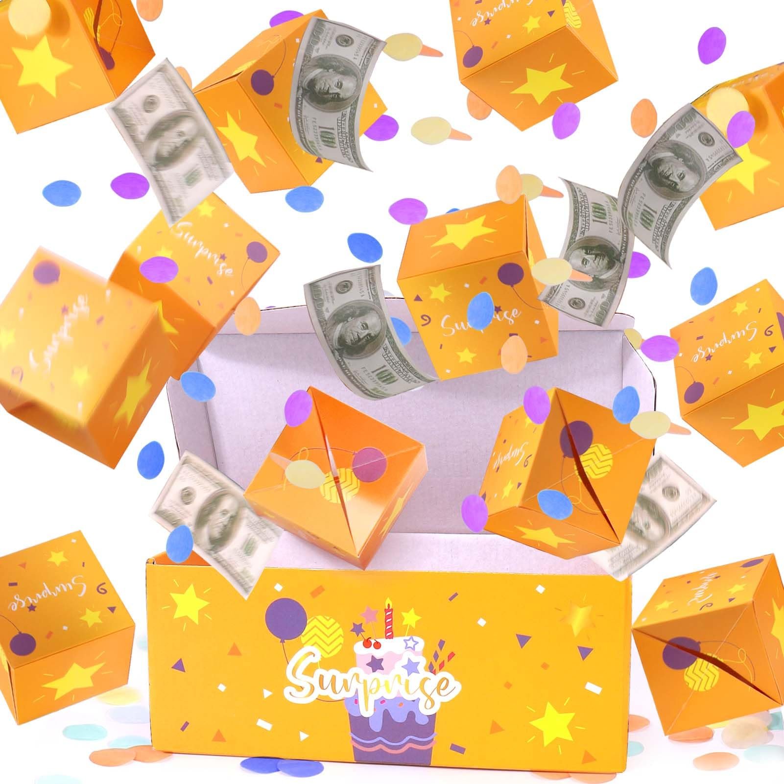 Upgraded Surprise Explosion Gift Box - Pop-Up Money & Confetti Birthday Gift(12 Bounces Surprise Gift Box)