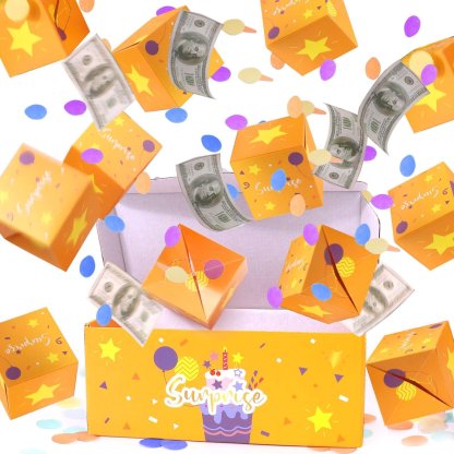 Upgraded Surprise Explosion Gift Box - Pop-Up Money & Confetti Birthday Gift(12 Bounces Surprise Gift Box)