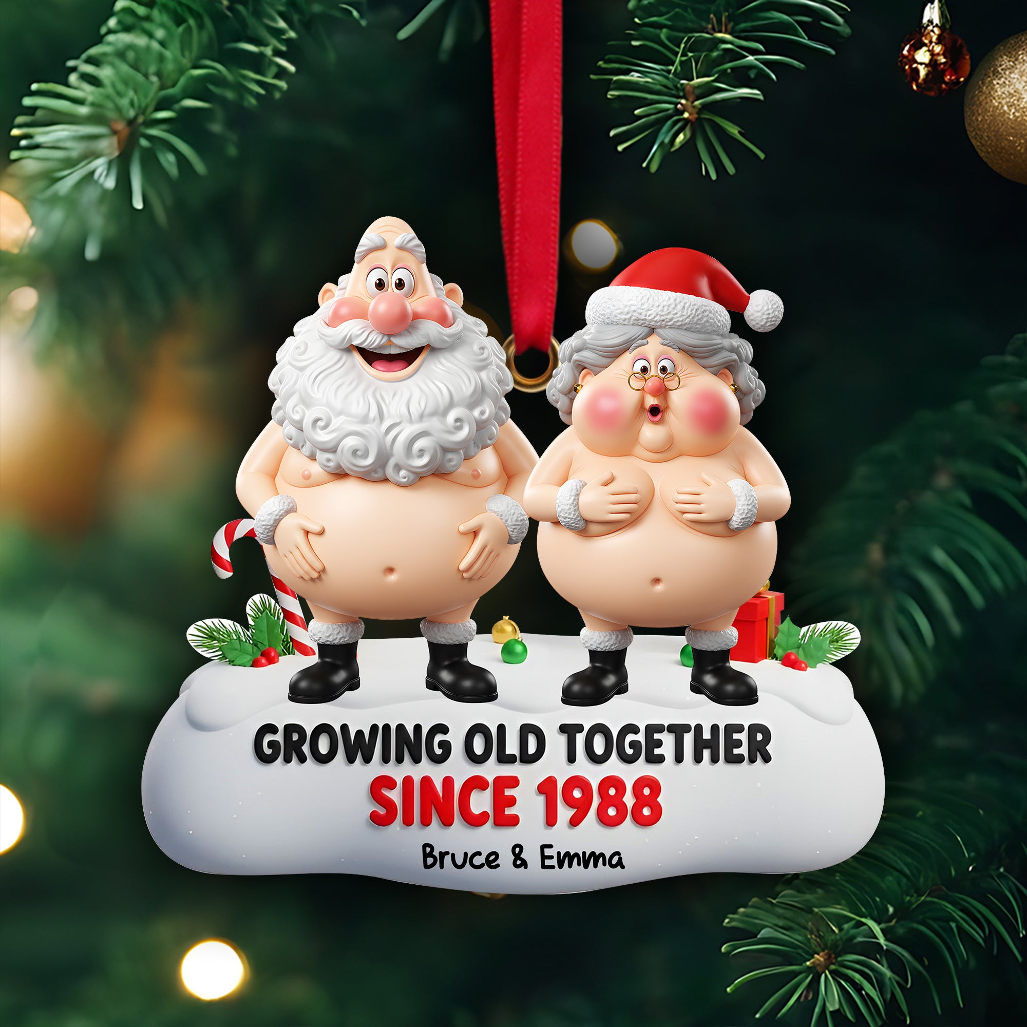Growing Old Couple Ornament - Personalized Funny Gifts For Couple 04OHLU031025-Homacus