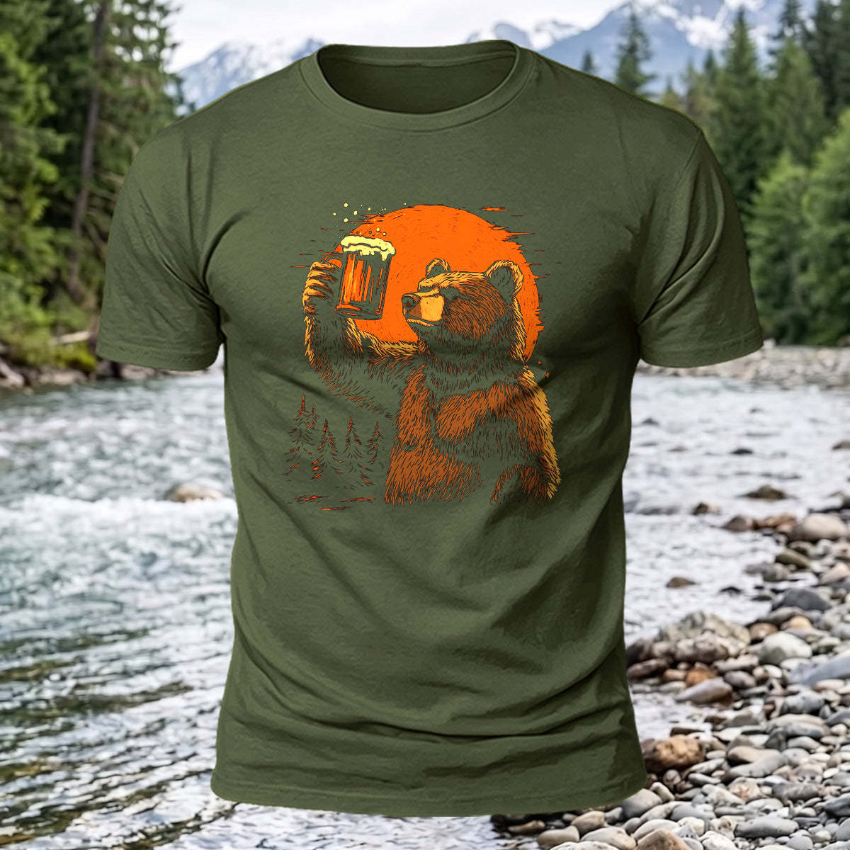 Cheers Bear Printed Short Sleeve T-Shirt