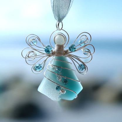Handmade Sea Glass Angel Ornament