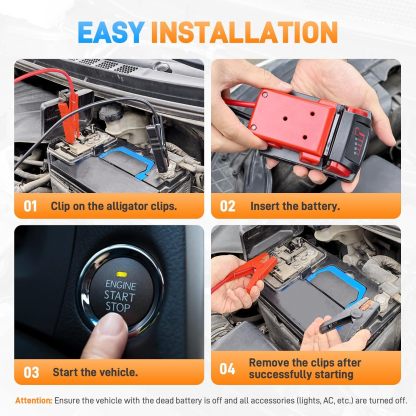 Car Starter Jumper Cables With Adapter For Dewalt/Milwaukee 20v/18v