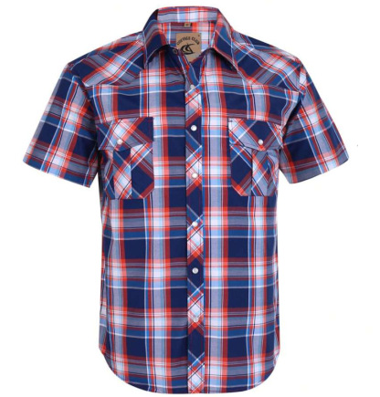 Men's Western Cowboy Short Sleeve Pearl Snap Casual Plaid Work Shirt