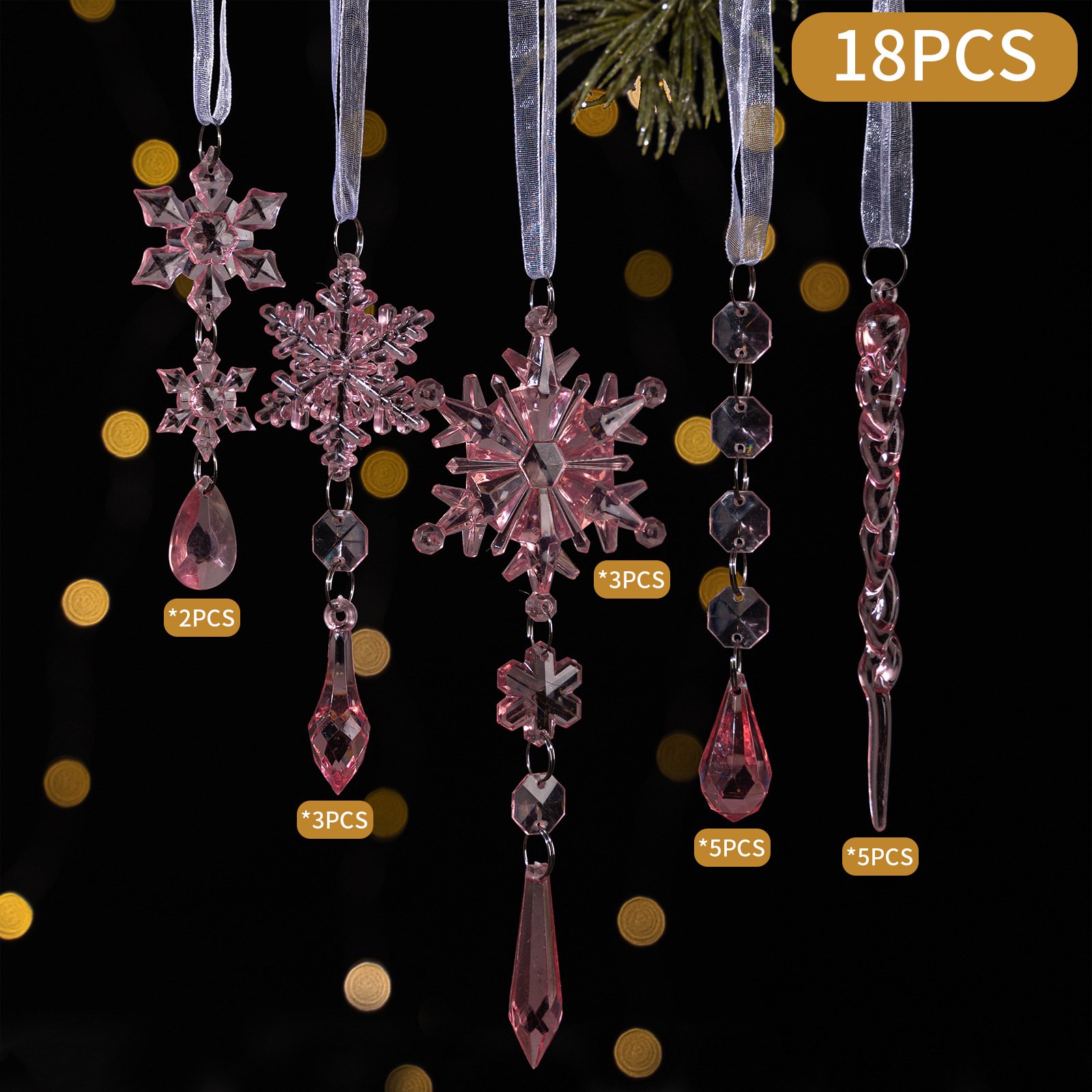 🎅🎄Winter New Year Party Supplies Set - Crystal Snowflake Ornaments For Christmas Tree