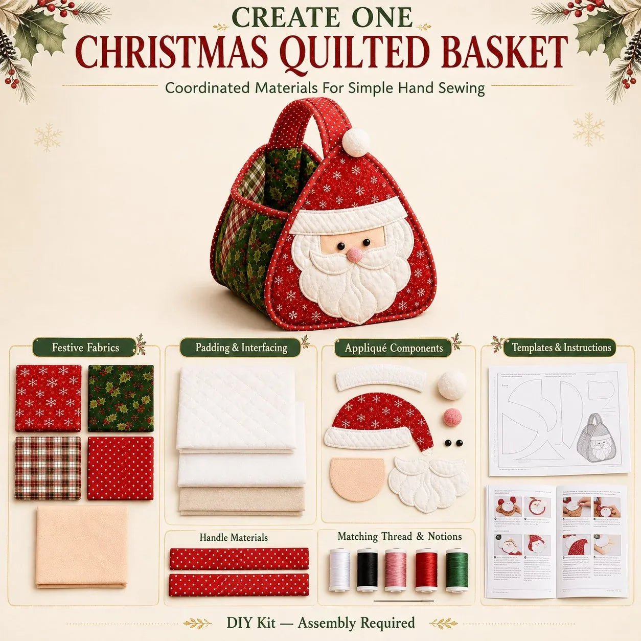 ⭐🎉🎄 Christmas Character Quilted Carry Basket 🎁✨