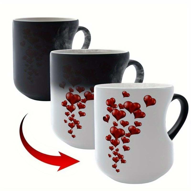 Heart-Shaped Color Changing Ceramic Mug