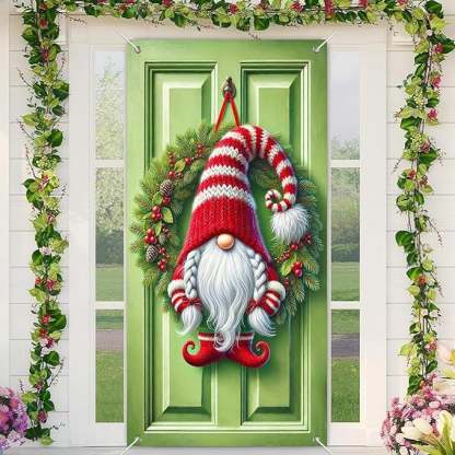 Christmas Door Covers,Decorative Bow Bell Wreath Christmas Door Wraps
