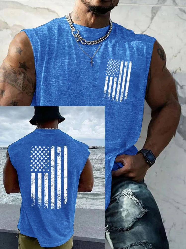 Anniversary American Flag Pattern Round Neck Tank Top