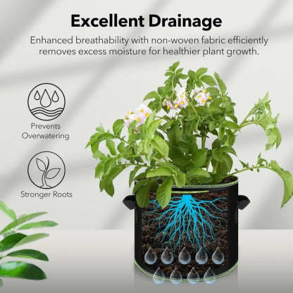 🌱 5 Gallon Grow Bags – Heavy Duty Aeration Fabric Pots with Handles for Vegetables, Flowers & Fruits 