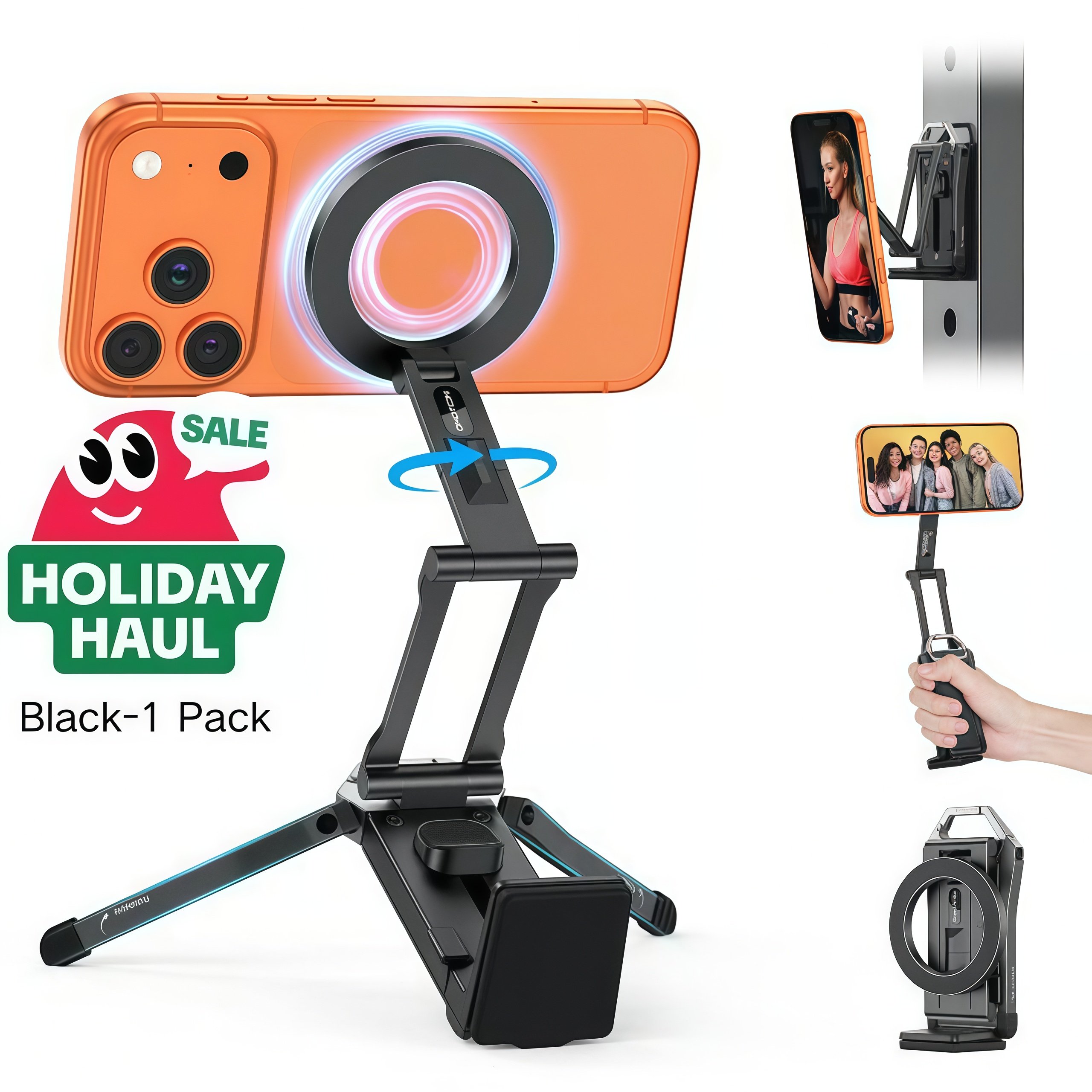 MagSafe-Compatible 4-in-1 Travel Tripod & Clamp Mount