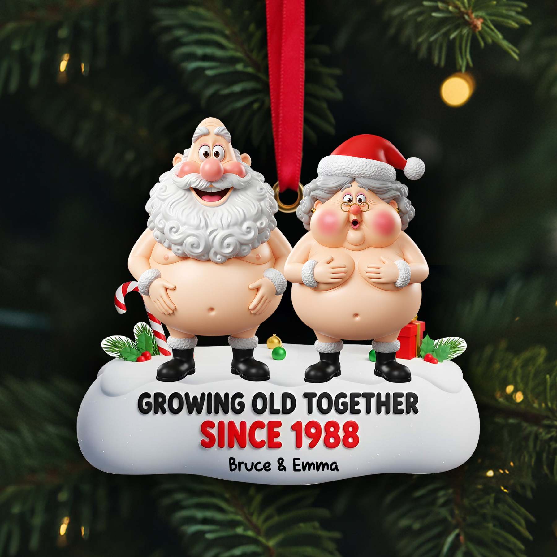 Growing Old Couple Ornament - Personalized Funny Gifts For Couple 04OHLU031025-Homacus