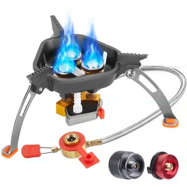 🔥LAST DAY 57% OFF🌟9900W/12800W Windproof Camping Stove, Camping Gas Stove with Piezo Ignition