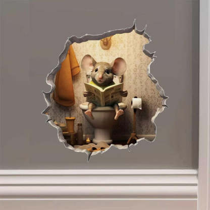 Realistic 3D Mouse Hole Decal