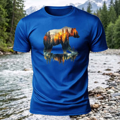 Premium Cotton Bear Forest Printed T-Shirt