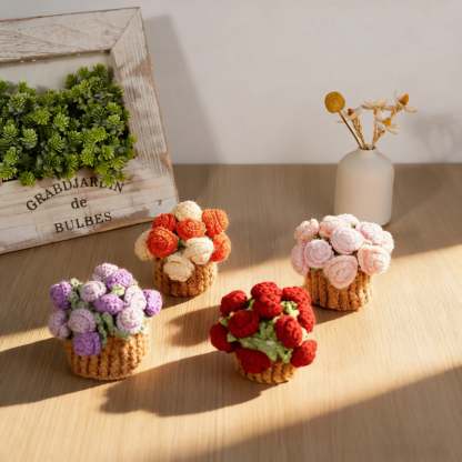Handmade Crochet Flower Bouquet Coaster – Decorative Gift for Mom & Grandma