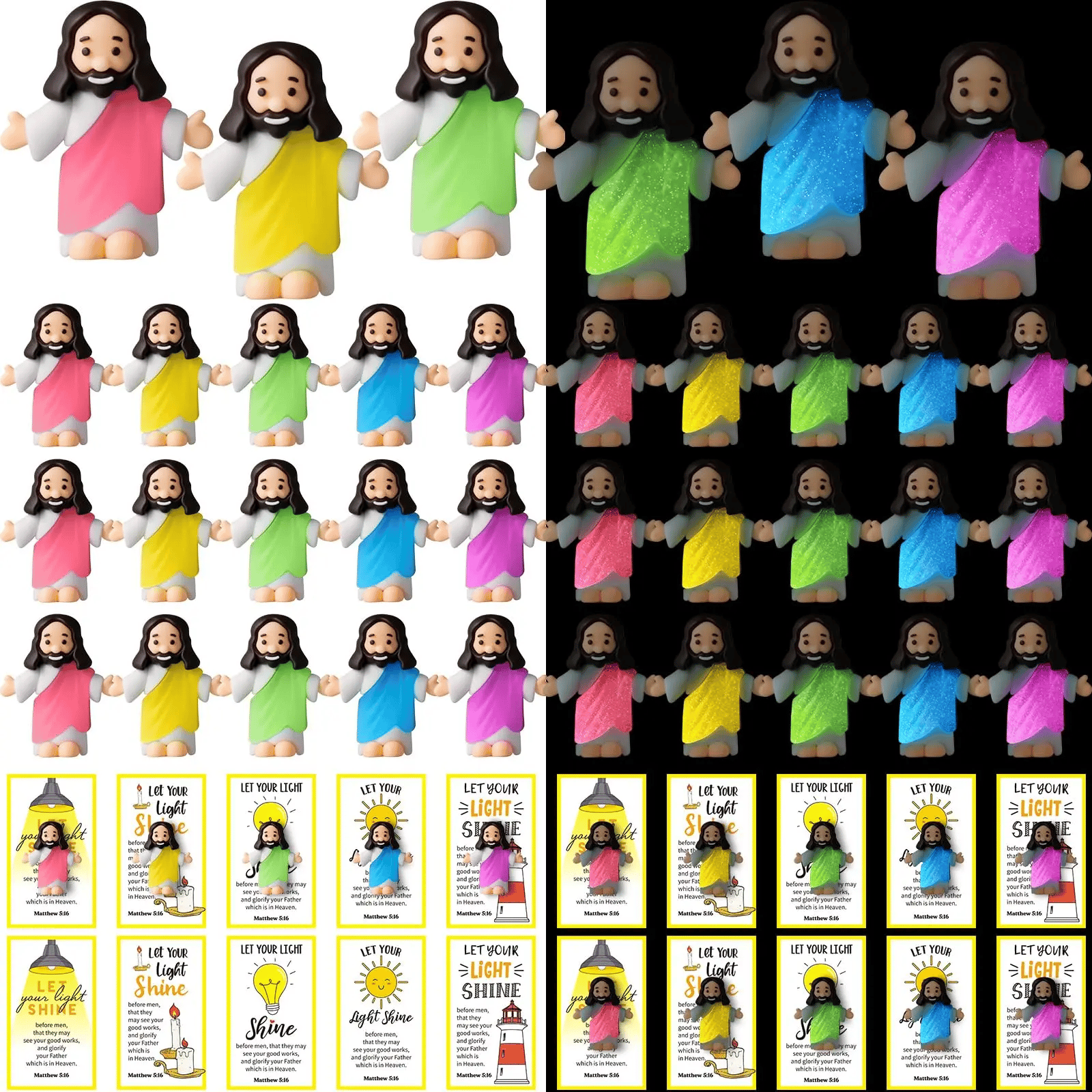 ✝️Christian Gifts Set: 30 Sets Mini Jesus Glowing Figurines