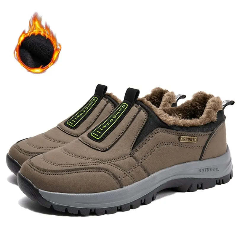 Men's Orthopedic Slip-On Winter Walking Shoes - Fleece-Lined, Waterpro