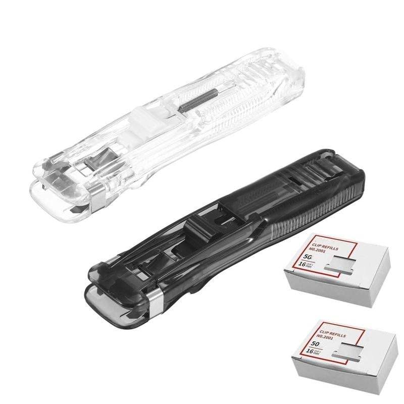Portable Binder Clip Stapler - Includes 50 reusable clips