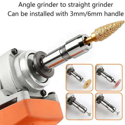 ⚙️Angle Grinder Conversion Kit 🔧 3mm/6mm Dual Collet – Universal Straight Grinder Adapter for Carving & Polishing