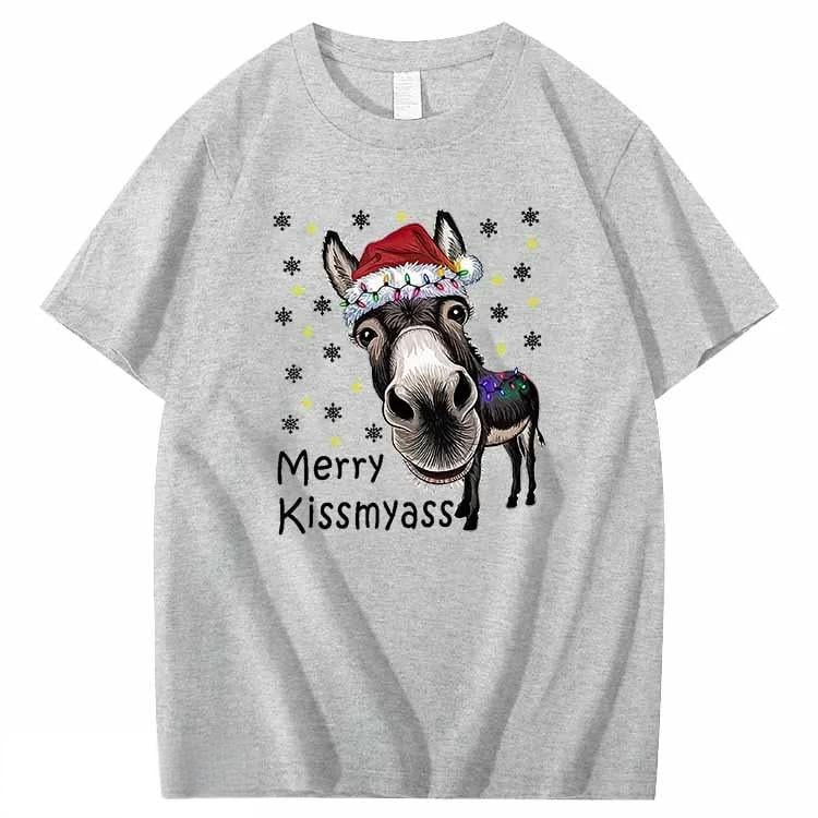 🎄 Funny Donkey Merry Kissmyass Christmas T-Shirt