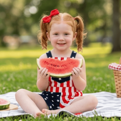Hot Sale🔥🇺🇸 Toddler 4th of July American Flag Suspender Romper