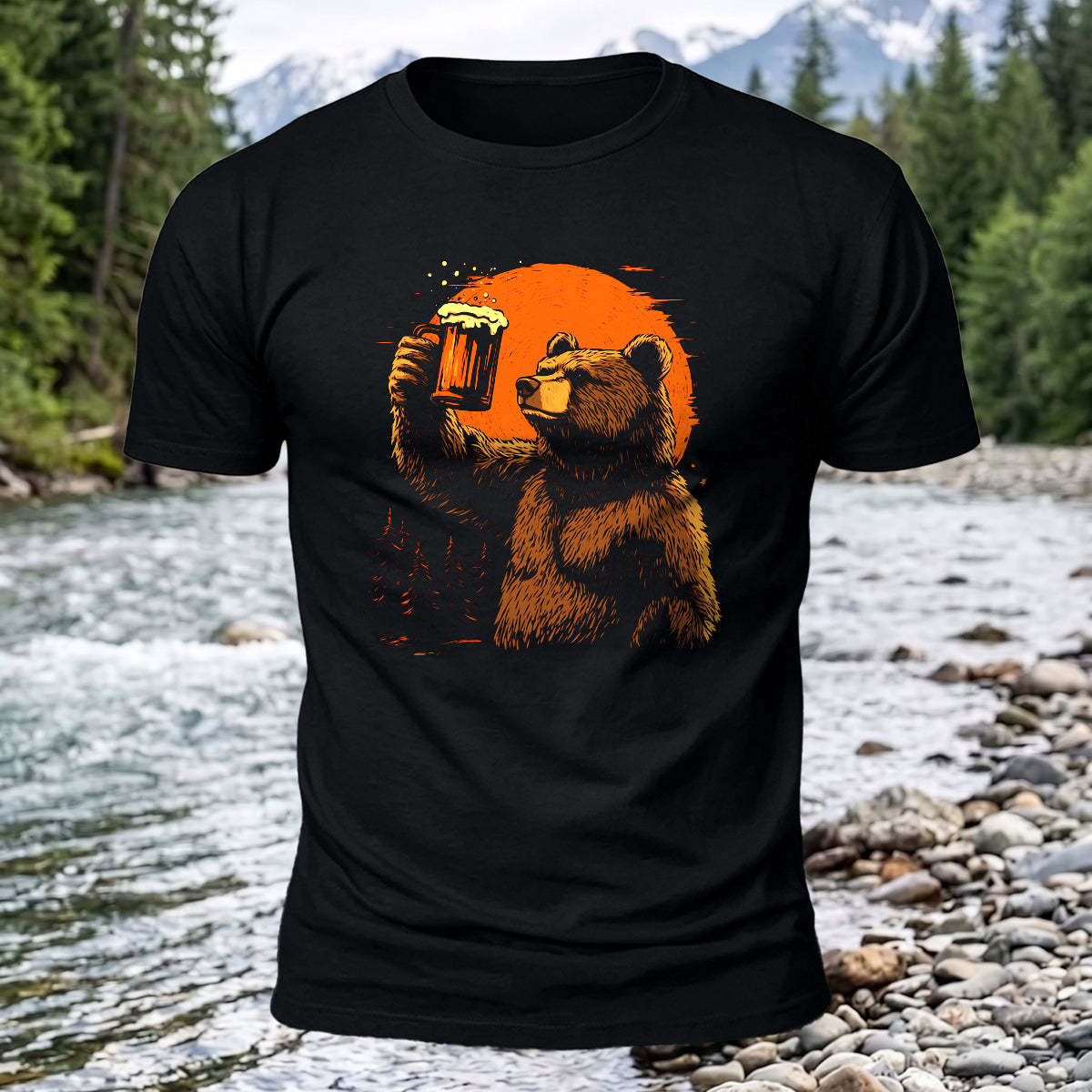 Cheers Bear Printed Short Sleeve T-Shirt