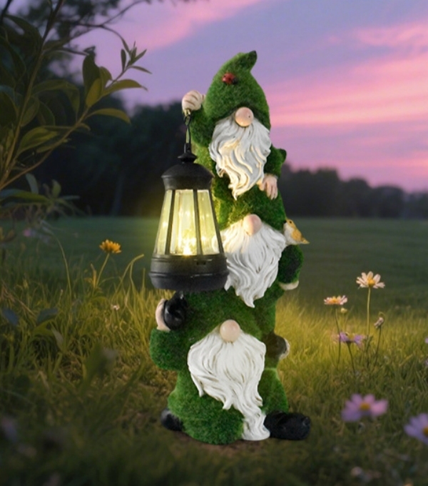 Almost Gone-💥2025 New Flocked Solar Garden Gnome Lantern
