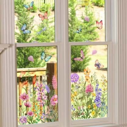 ✨LAST DAY: 49% OFF! - 💐Colorful Floral Bouquet Window Sticker🖼️(Cut to size freely)