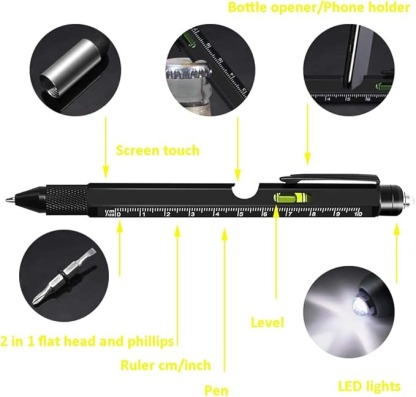 All-in-One Capacitive Stylus Tool Pen – LED Light, Opener, Ballpoint & More