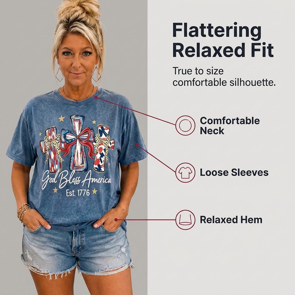 ⭐ God Bless America Women T-Shirt - Vintage American Independence Day Gift Tee🎆
