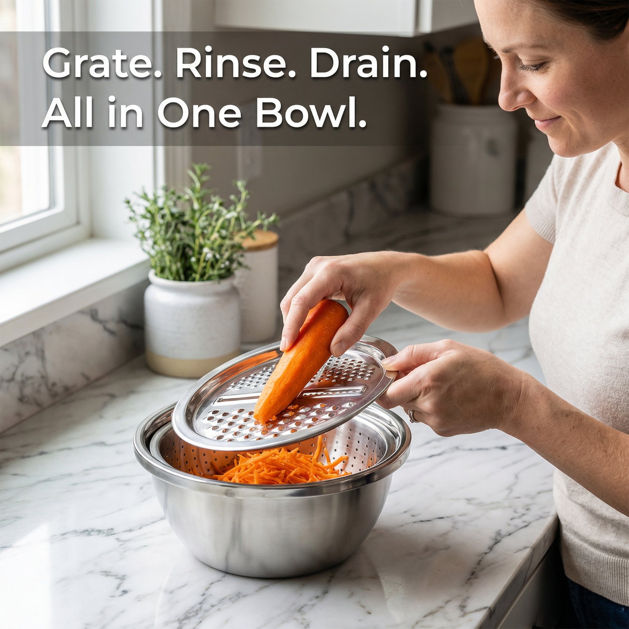 Stainless Steel Grater with Drain Basket🥕🥗