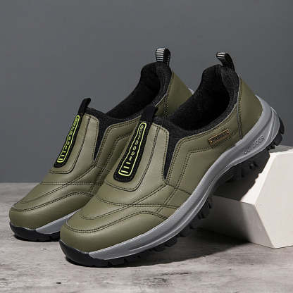 Men's Orthopedic Slip-On Winter Walking Shoes - Fleece-Lined, Waterproof & Anti-Slip Rubber Sole