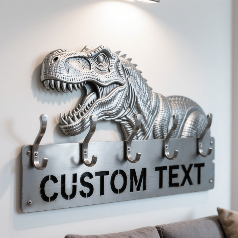 Personalized dinosaur themed metal hook(Free Custom Name)